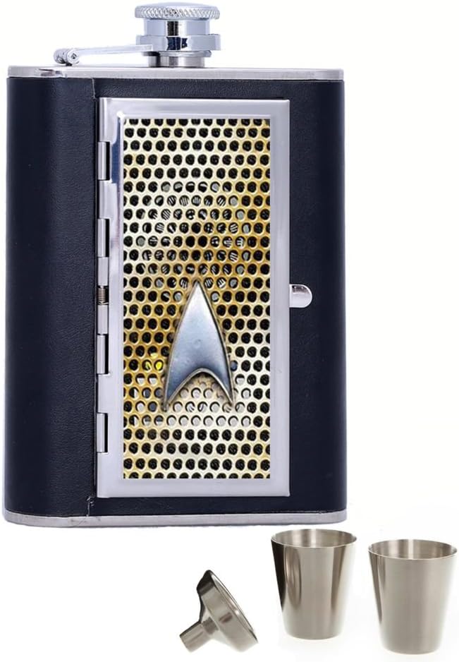 Star Trek Custom Personalized Engraved 6oz Matte Black Stainless Steel Hip Flask Gift Box by RisonDesign