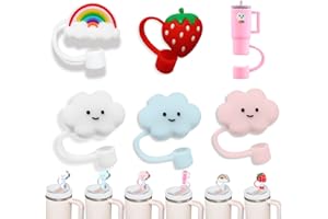 GLBEAR Straw Cover for Stanley Cup,6Pcs Cloud Straw Covers Compatible with Stanley 30&40 Oz Tumbler with Handle,Silicone Straw Topper Accessories
