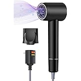 Negative Ionic High-Speed Hair Dryer with 11,0000 RPM Brushless Motor for Fast Drying, Professional Blow Dryer with Nozzle, Low Noise Hairdryer for Salon Home Travel