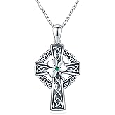TRISHULA Celtic Cross Necklaces for Women 925 Sterling Silver Good Luck Clover Cross Pendant Necklace Vintage Irish Jewelry Christmas Graduation Valenitne Mothers Day Birthday Gifts for Women