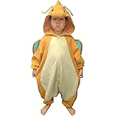 SAZAC Pokemon Dragonite Kigurumi Onesie - Halloween Costume for Kids (7-9) - Cosplay Jumpsuit