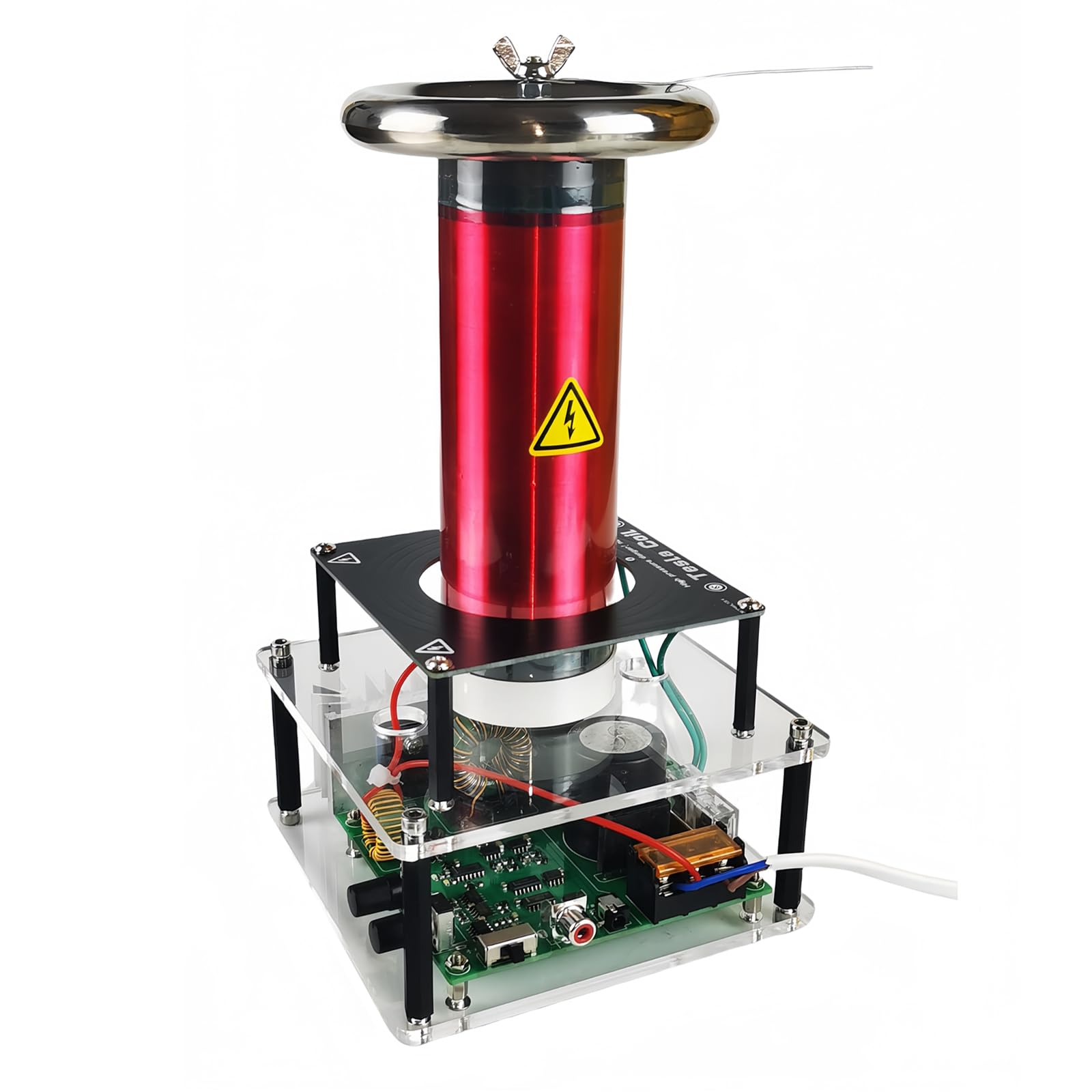 Photo 1 of Music Tesla Coil, SSTC Solid State Tesla Coil Speaker, Artificial Lightning,Integrated Arc Extinguishine, Physics Science Education Experiment Model, Collectible Engine Model for Adults(Red)