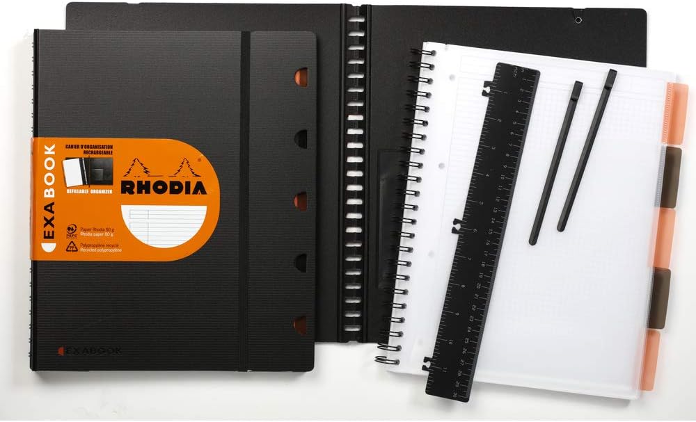 RHODIA 132142C - Exabook Black A4+ Refillable Organizer Notebook, Black 5/5 ruling, A4+ Organiser - Image 3