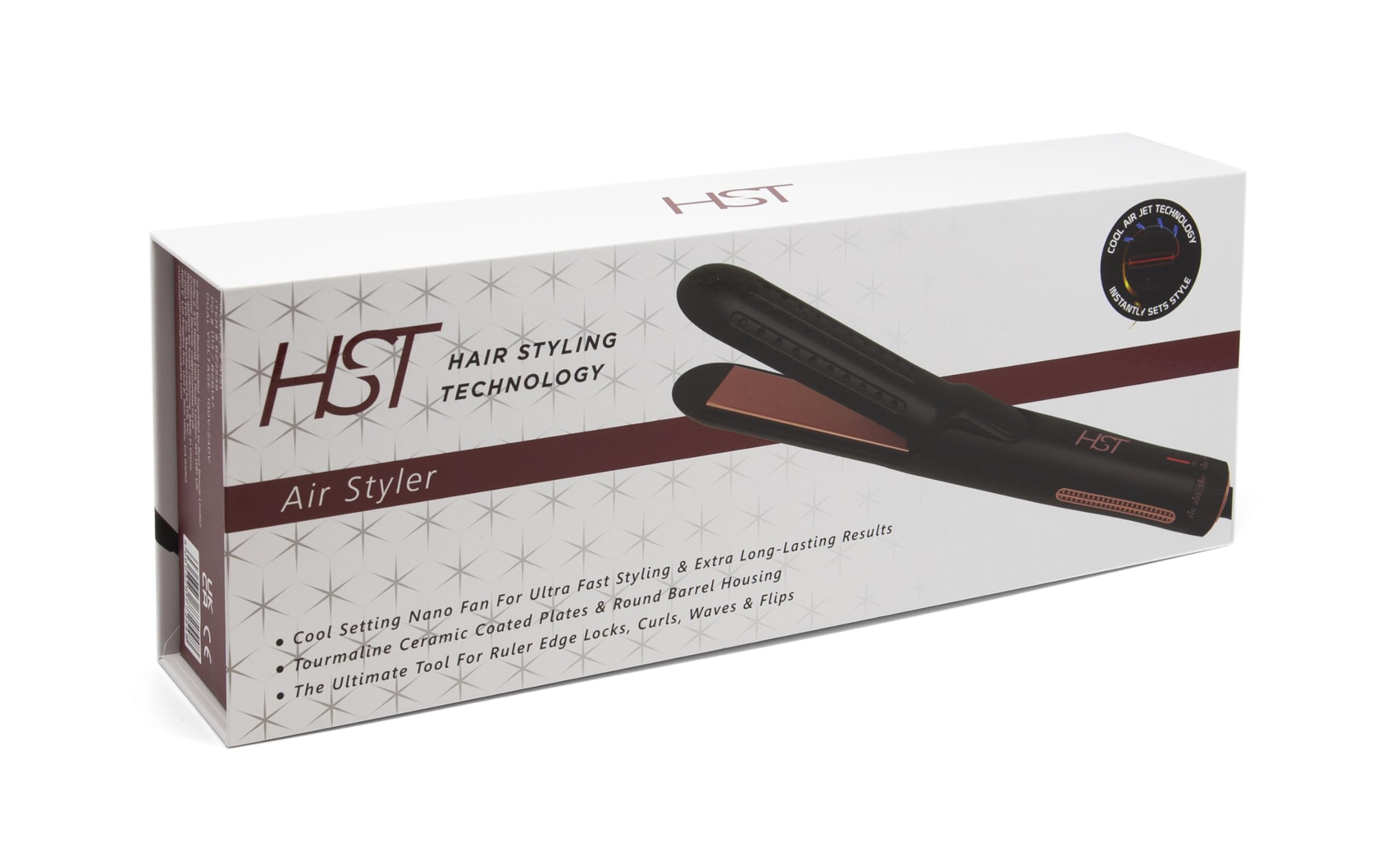 HST Air Styler - Hair Straightener & Curler – Tourmaline Ceramic Plates, Nano Fan Cool Setting, Fast Styling for Locks, Curls, Waves & Flips – Professional Hair Styling Tool