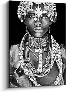 Abstract Afro Art Black Women Wall Art African Portrait Canvas Painting Wall Decor Pictures for Home and Office Decorations (24x36 inch, C)