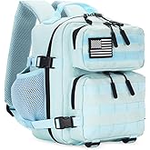 HongXingHai 9L Mini Tactical Backpack for Men and Women, Tactical Backpack Small for Hiking, Small Tactical Bag（Light Blue）
