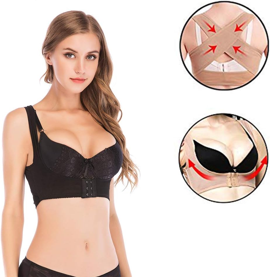 Amazon Com Lelinta Women Breast Back Support Belt Chest Holder Support Posture Corrector Body Shaper Corset Upper Shoulder Brace Sports Outdoors