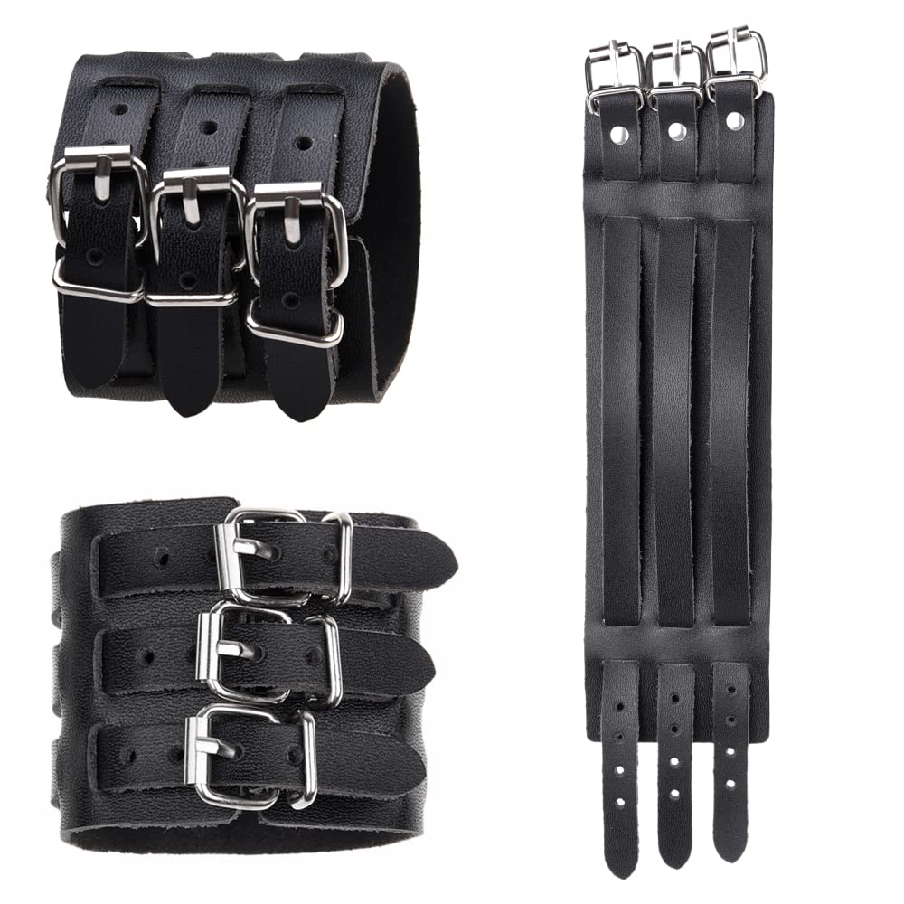 Cosplay Punk Gothic Medieval Leather Wristband - Vintage, Viking, Steampunk, Rock Cuff Bangle - Unisex Bracelet,For Men and Women - Costume, Casual, Themed Party Wear Fashion Accessory