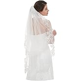 EllieHouse Women's Short 2 Tier Wedding Bridal Veil With Comb L24