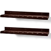 Suzile 2 Pcs Scalloped Floating Wall Shelves,23",Walnut Brown | Scalloped Edge, Book Display, Plant Display, Photo Frames, Toy Storage, Nursery, Bedroom, Bathroom, Aesthetic Decor