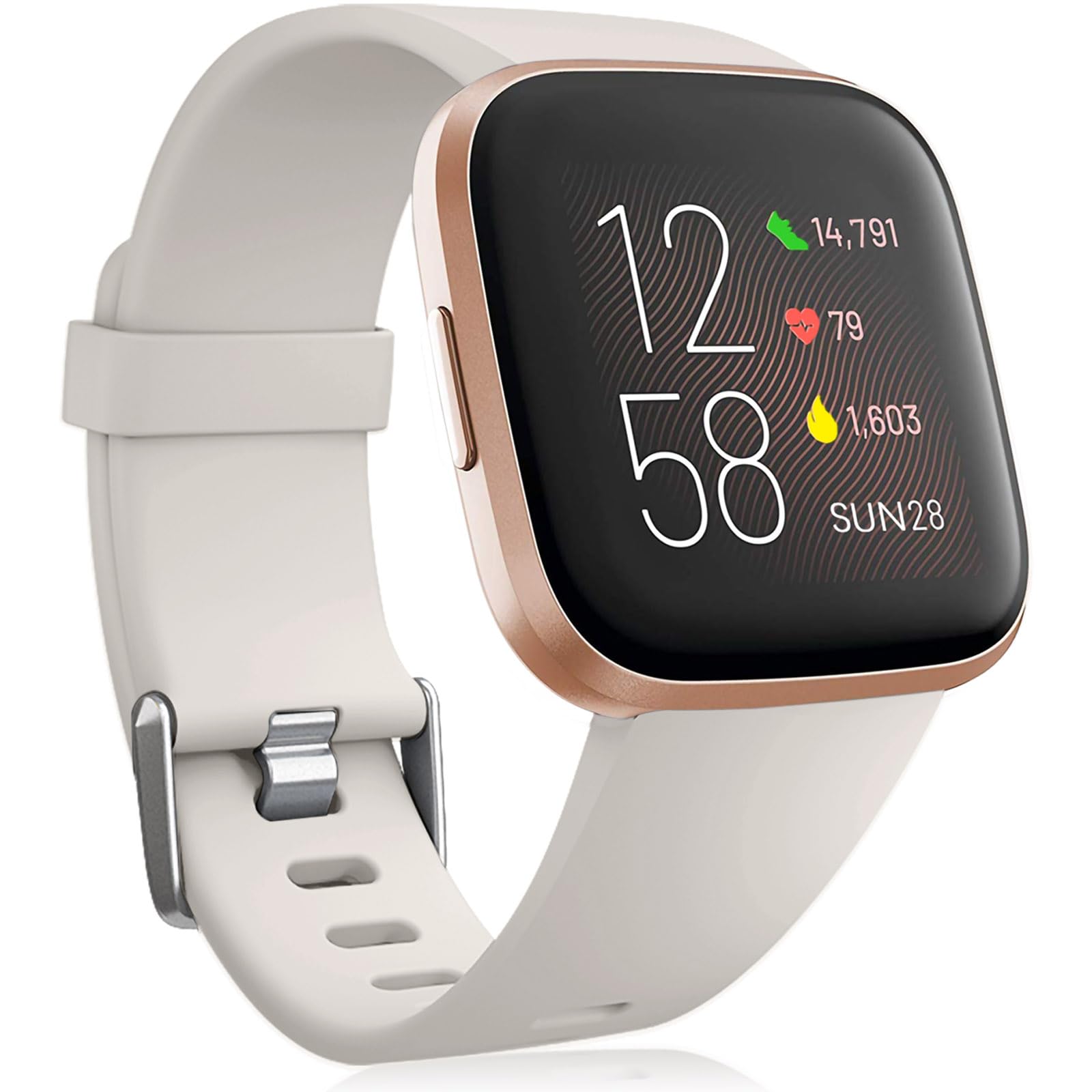 Oielai Silicone Sport Classic Replacement Strap for Fitbit Versa 2/Lite - Compatible With Versa Models, Men's Large StarLight, 7.1''- 8.7'' — image 1