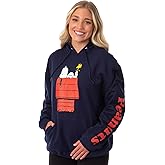 Peanuts Juniors' Snoopy And Woodstock Red Doghouse Hooded Sweatshirt Pullover Hoodie