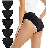 dailyhao Women's Cotton Underwear Hi Cut Panties for Women Solid Briefs Soft Stretchy Ladies Underpants (5-pack)