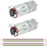 XiaoR GEEK 2Pcs Gear Motor with Encoder DC 12V 100RPM Gear Ratio 1:45 D Shaft Metal Encoder Gear Motor Silver for Smart car/Robot RC Model DIY Engine