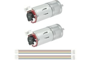 XiaoR GEEK 2Pcs Gear Motor with Encoder DC 12V 100RPM Gear Ratio 1:45 D Shaft Metal Encoder Gear Motor Silver for Smart car/Robot RC Model DIY Engine