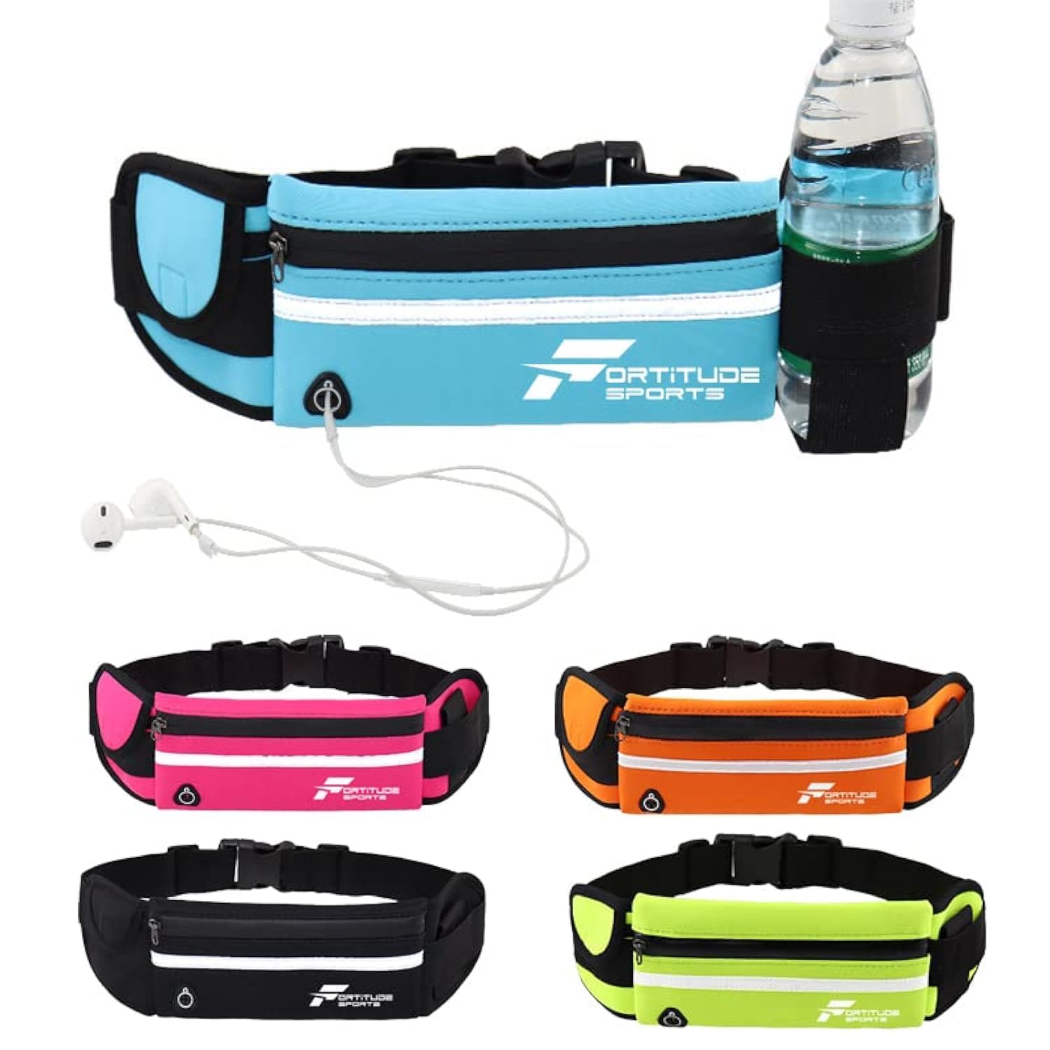 Running Belt with Phone Holder | Running Waist Pack for Phones, Headphones and Water Bottle | Waterproof Running Belt for Women and Men (Yellow)