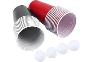 Beer Pong Mug Cups22 Balls Red Blue for Set 450Ml Tumbler Beer Glasses (red Cups 11+Black cups11+4balls)