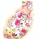 Newborn receiving blanket headband set flower print baby swaddle receiving blankets galabloomer
