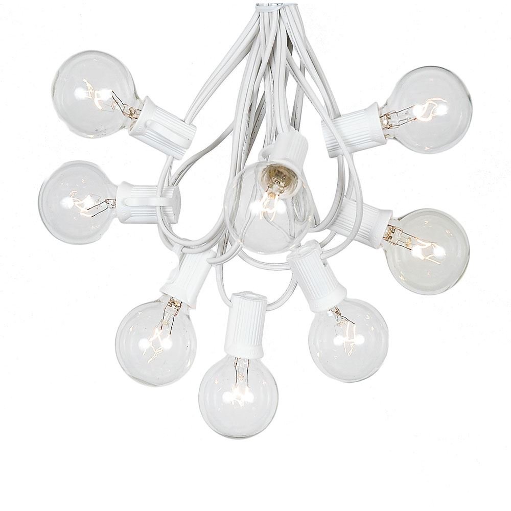 G40 Patio String Lights with 25 Clear Globe Bulbs - Hanging Garden String Lights - Vintage Backyard Patio Lights - Outdoor String Lights - Market Cafe String Lights - White Wire - 25 Foot