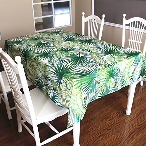 SITUMI Tablecloth Table Cover Simple Waterproof Rectangular Palm Leaf Arts,Green,140×200cm Fabric