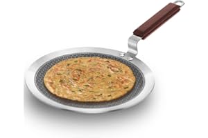 Hawkins 26 cm Paratha Tava, Triply Stainless Steel Shielded Nonstick Tawa with Rosewood Handle, Honeycomb Non Stick Induction