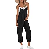 Buauty Jumpsuits for Women Casual V Neck Sleeveless Baggy Overalls Spaghetti Strap Jumpers with Pockets Summer Romper Clothes