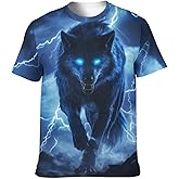 Cuntingvo Men's Wolf Graphic T-Shirt Novelty Animal Print Short Sleeve Top
