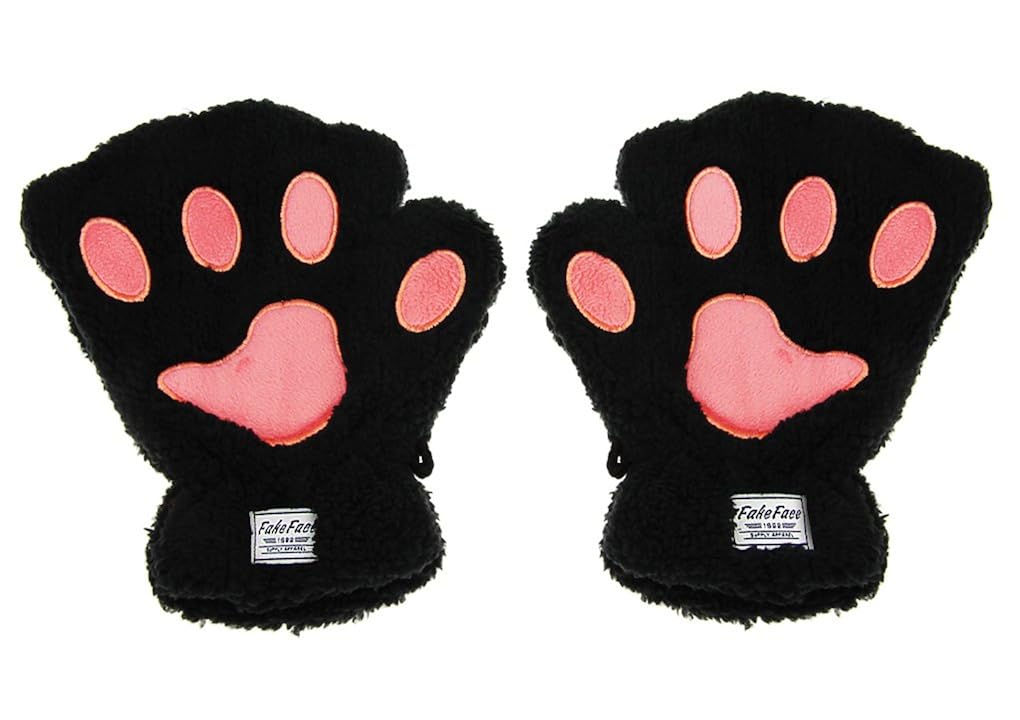 Accessories black Unisex Halloween Cosplay Gloves Animal Costume