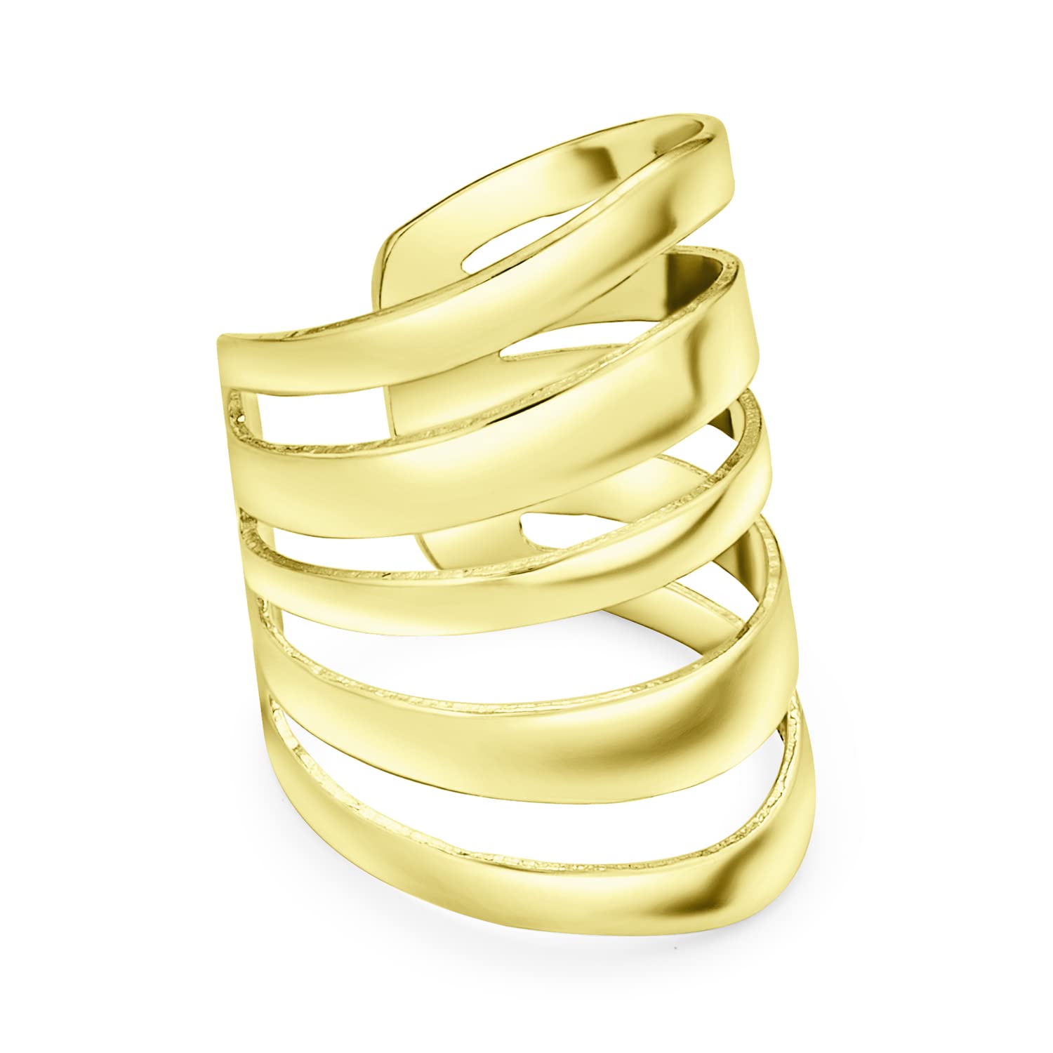 Minimalist Geometric Slice Groove Split Band Cartilage Ear Cuff Clip Wrap Helix Earring For Women Teens Yellow Gold Plated .925 Sterling Silver