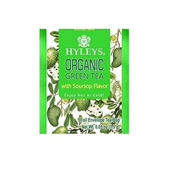 HYLEYS ORGANIC GREEN TEA SOURSOP FLAVOR – 25 TEA BAGS – GRAVIOLA GUANABANA TEA