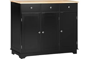 HOMCOM Sideboard Buffet Cabinet with Storage, 40" Kitchen Cabinet with Adjustable Shelves, 3 Drawers and 3 Doors, Coffee Bar 