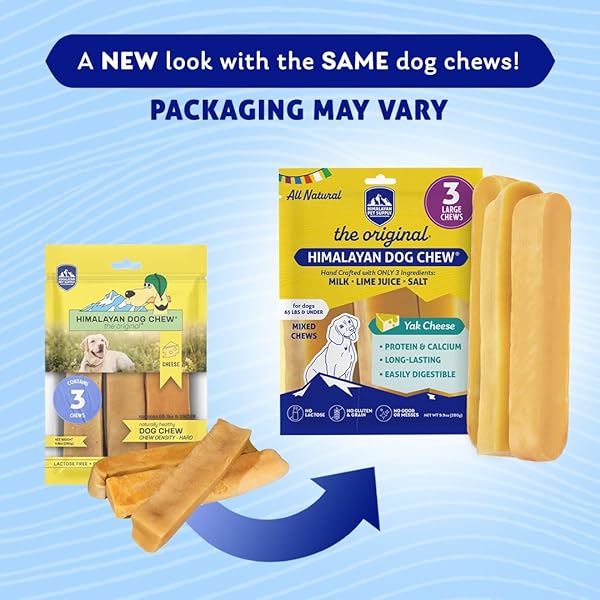 HIMALAYAN DOG CHEW ORIGINAL YAK CHEESE DOG CHEWS, THE BETTER-FOR-YOU CHEW, 100% NATURAL, LONG LASTING, HEALTHY SAFE DOG TREATS, LACTOSE & GRAIN FREE, PROTEIN RICH, FOR DOGS 65 LBS & SMALLER, 3-COUNT