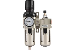 Air Filter Regulator - AC3010-03 Aluminum Alloy Compressed Air Pressure Regulator - Moisture Trap Water Filter 3/8"