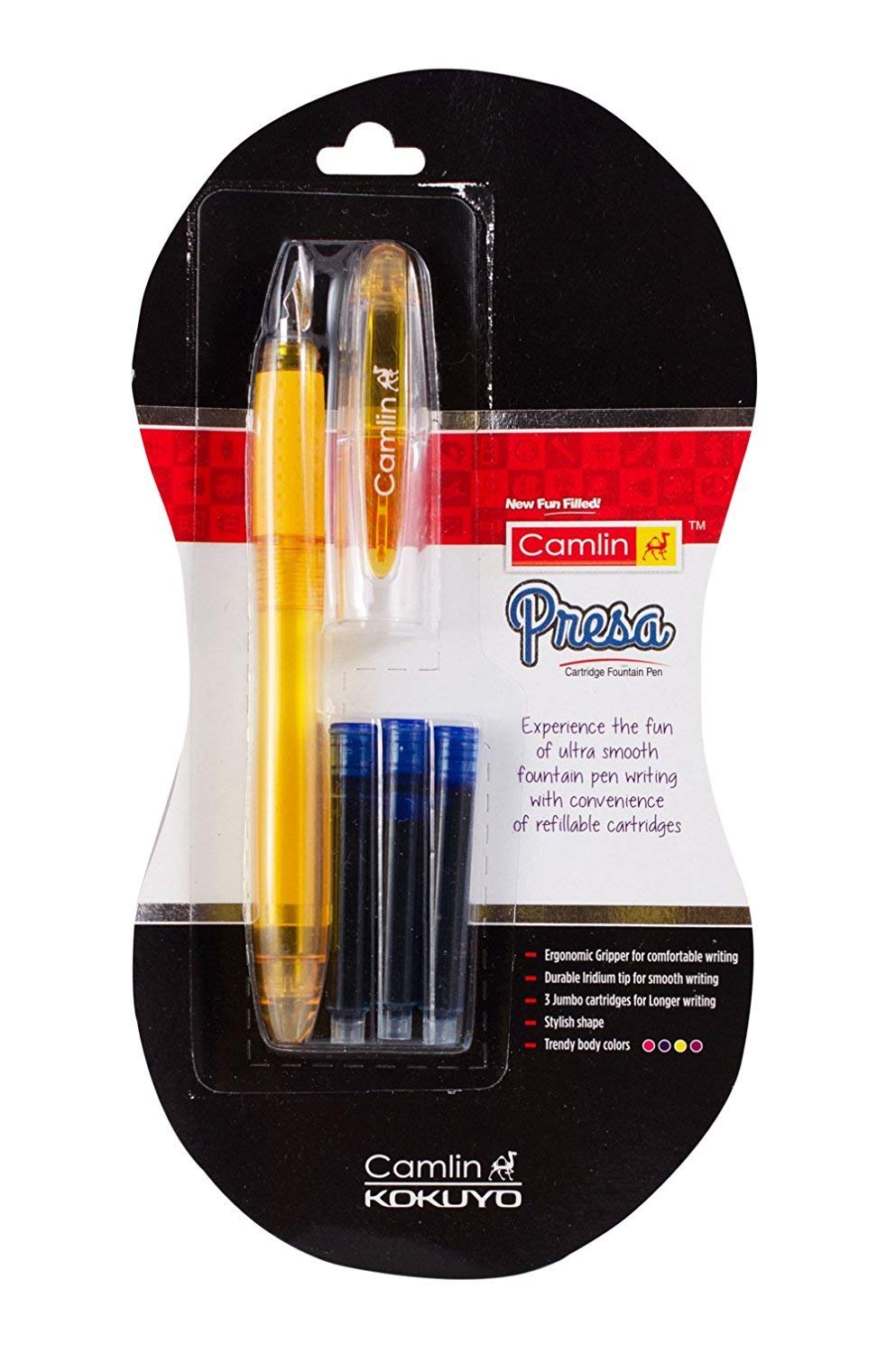 Camlin Kokuyo Presa Cartridge Fountain Pen & Ink Pack Of Five Piece