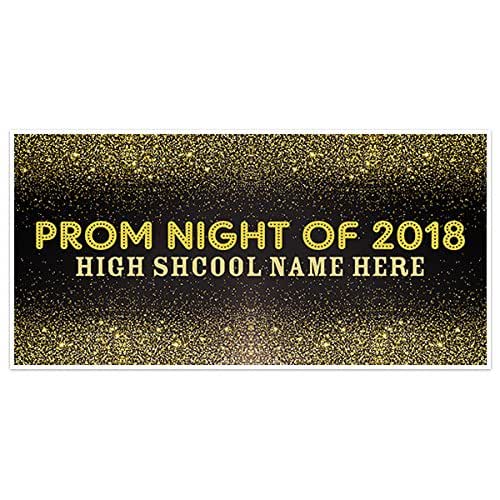Golden Glitter Prom Banner Personalized School Dance Party