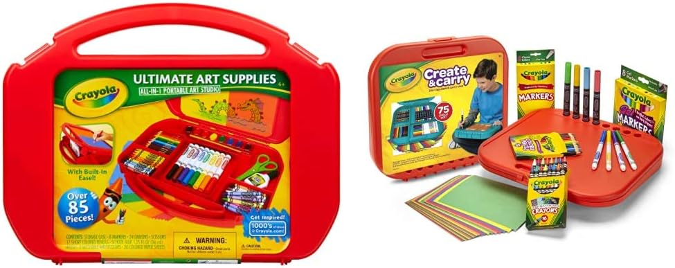 Crayola Ultimate Art Case With Easel, 85 Pieces, Gift For Kids & Create 'N Carry Art Set, 75 Pieces, Art Gift for Kids, Ages 5 & Up