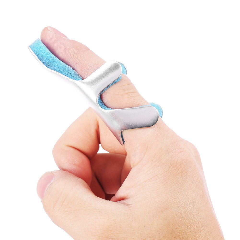Uxsiya Frog Type Finger Splint Malleable Aluminium Support with Foam Padding for Broken Finger Finger Knuckle Support Brace for Straightening Bent Locked Mallet Finger(M)