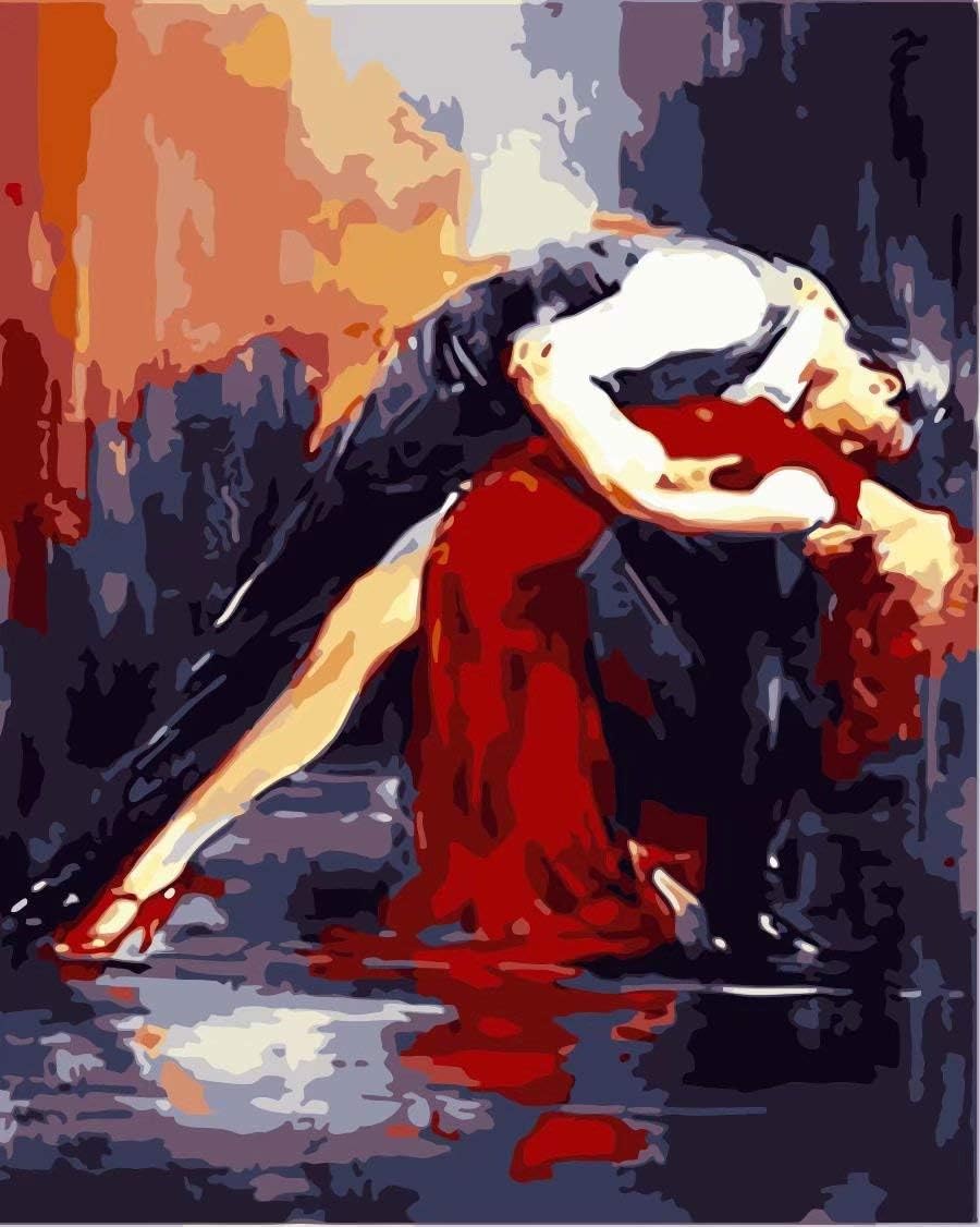Painting by Numbers Kits, DIY Paint by Numbers for Adults with Brush Canvas, Tango Dance 16x20inch
