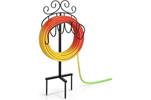 AMAGABELI GARDEN & HOME Hose Holder for Outside Freestanding Holds 125ft Heavy Duty Metal Detachable Rustproof Hose Stand Han