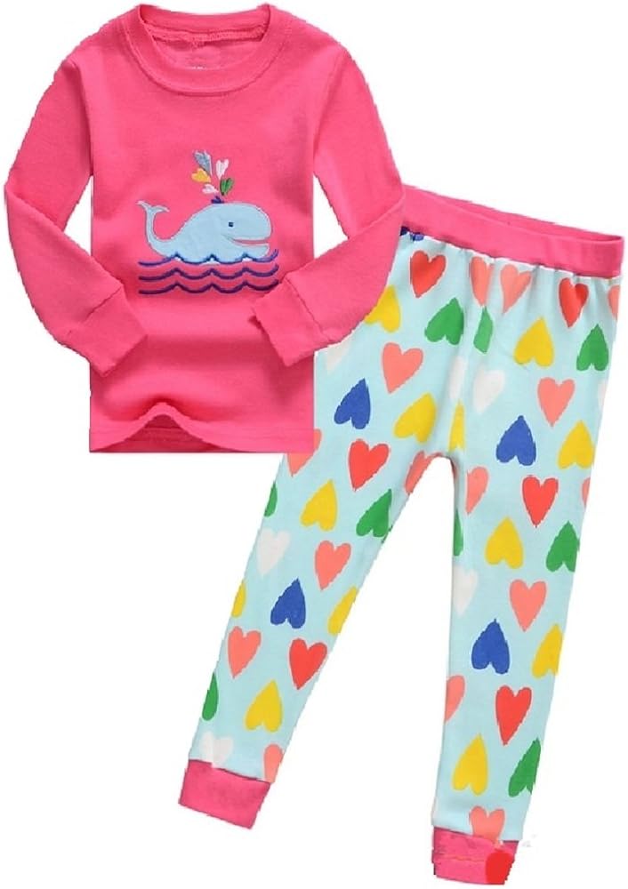 Hooyi Baby Girl Sleepwear Cotton Children Long Sleeve Dolphin Pajamas