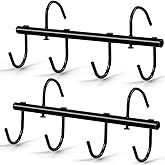 Dunzy 2 Pcs Black Tack Rack with Swivel Hooks, Hanging Bridle Hooks Portable Tack Hangers for Horses, Horse Tack Room Organizer Horse Tack Holder for Stall Room Trailer Accessories (6 Hooks Style)