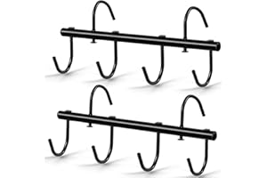 Dunzy 2 Pcs Black Tack Rack with Swivel Hooks, Hanging Bridle Hooks Portable Tack Hangers for Horses, Horse Tack Room Organizer Horse Tack Holder for Stall Room Trailer Accessories (6 Hooks Style)