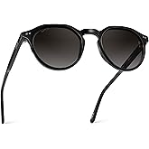 WMP Eyewear - Men's Modern Geometric P-3 Round Retro Polarized Sunglasses, Lightweight Acetate Frame, Premium UV Protection