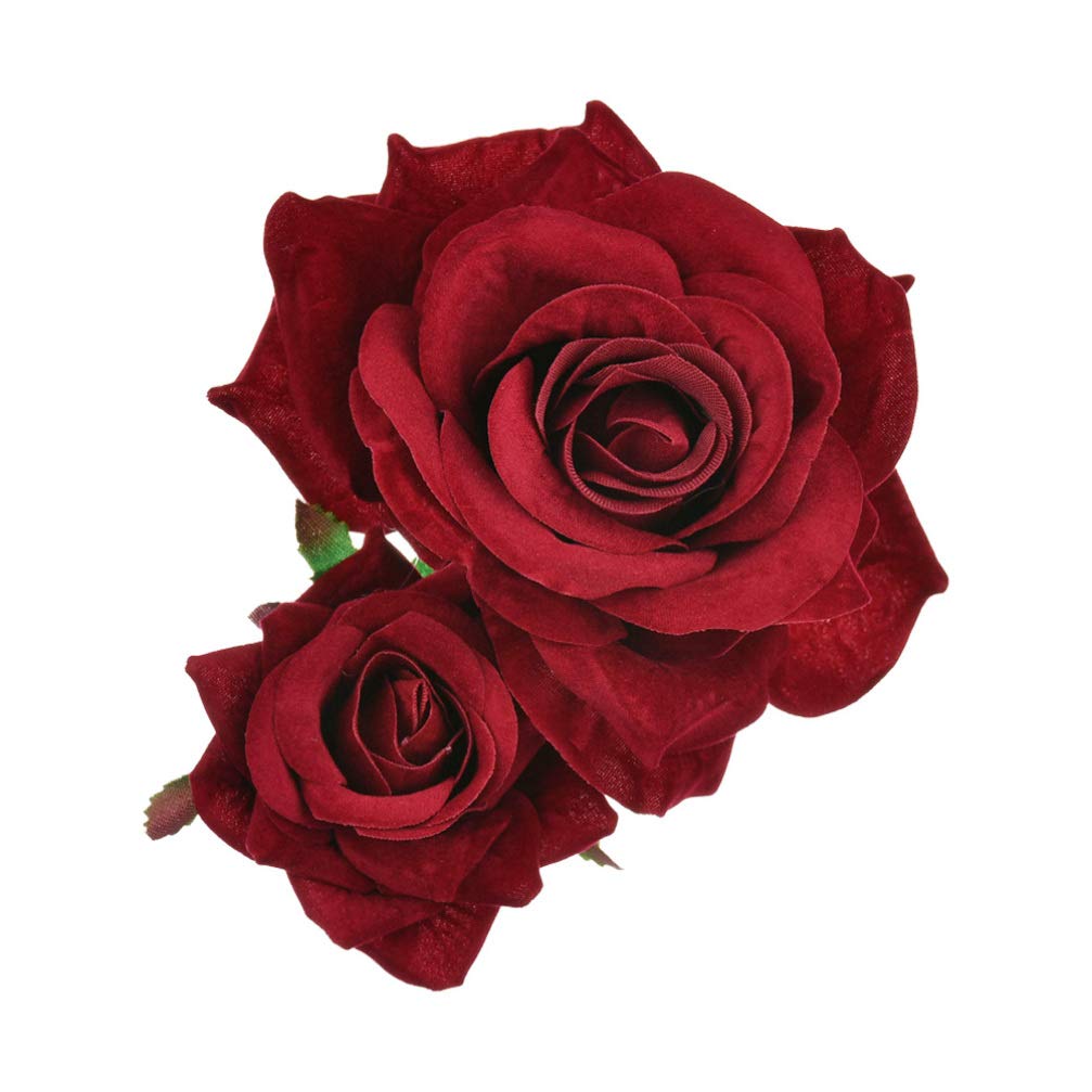 FRCOLOR 1pcs Rose Hairpin,Flannel Bobby Pin Brooch Headpieces for Women Females Ladies Bride