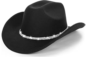 FGSS Classic Felt-Western-Cowboy-Cowgirl-Hats for Women-Men Fedora-Jazz-Hat with Band(Lagre)