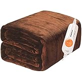 Gintao Electric Heated Blanket Full Size, 72"x84" Double Soft Flannel Electric Blanket with 3 Heating Levels,ETL&FCC Certified,8H Auto Off Heating Blanket&Overheat Protection,Gifts,Brown