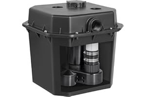 VEVOR Utility Sink Pump, 1/3 HP, 120-Volt, 2900 GPH Flow, 25 ft Head, Under-Sink Sump Pump System with 6 Gallon Basin, for Automatic Utility/Laundry, Drain Pump with 1-1/2" NPT Outlet, Black