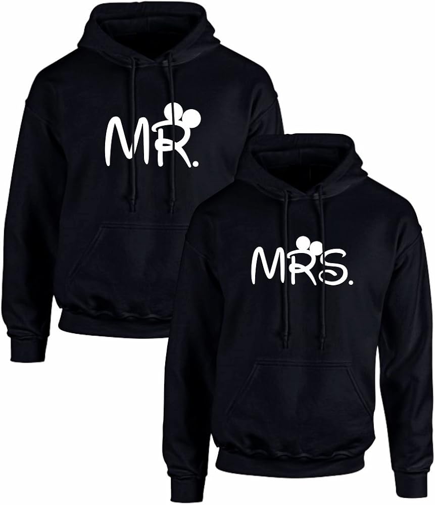 Ropa especializada Pack de 2 Sudaderas Negras para Parejas MR Blanco y