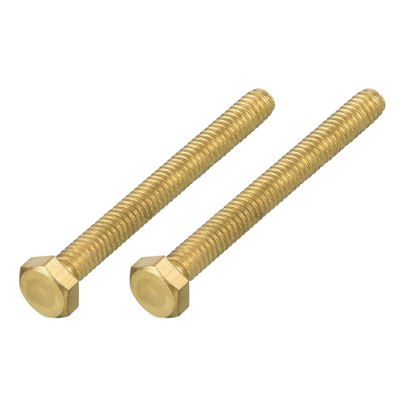 METALLIXITY Hex Head Screw Bolt (1/4-20x2-1/2") 2Pcs, Brass Fully Threaded Solid Brass Hex Bolts Machine Screws - for Machinery Repair — image 1