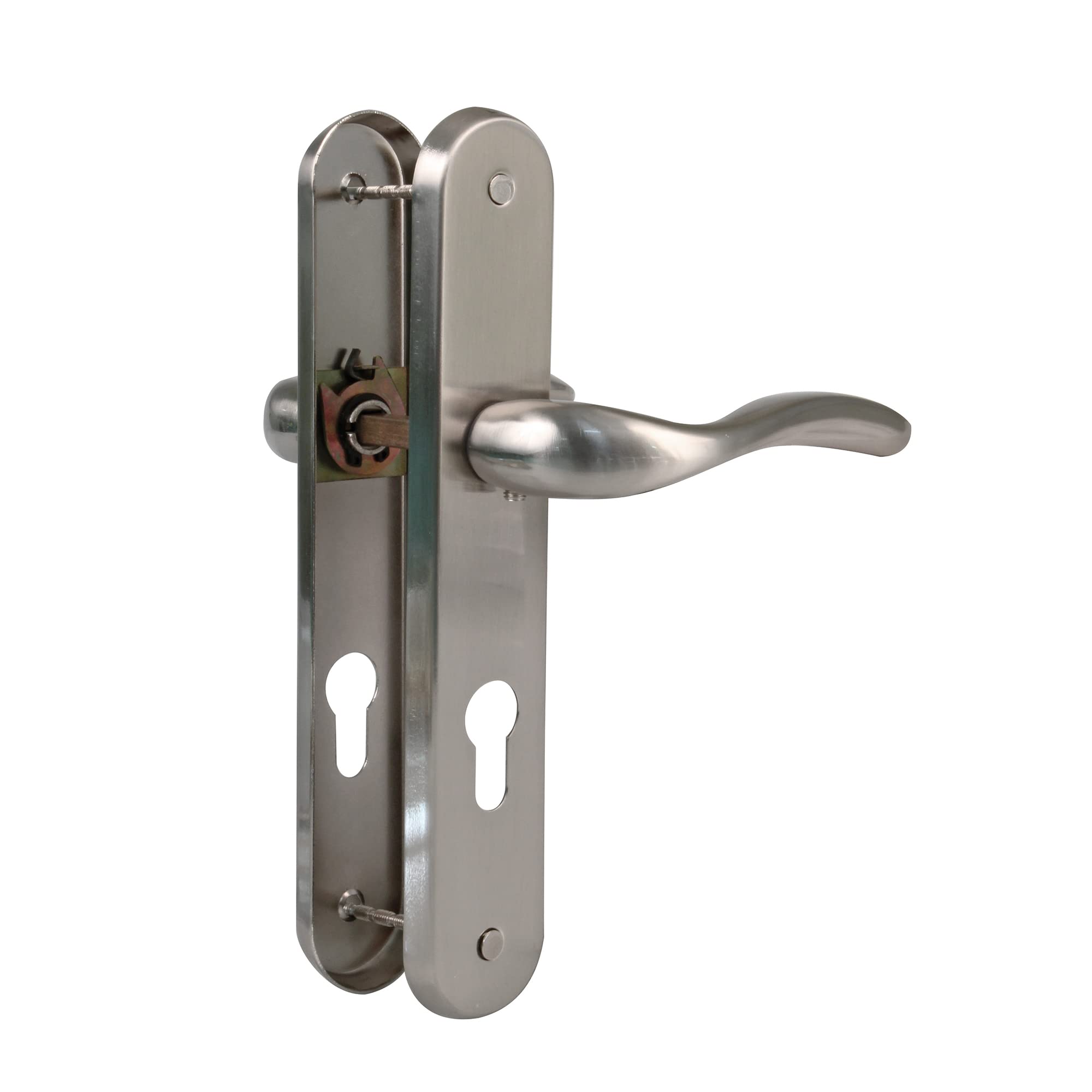 Amig - Door Handles with Steel Plate | Lena | 238 x 40 mm | 70 mm Key | Elegant and Simple Design | Steel Silver matt
